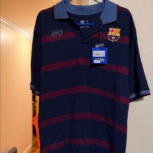 Barca Blue and Burgundy Striped Polo Shirt